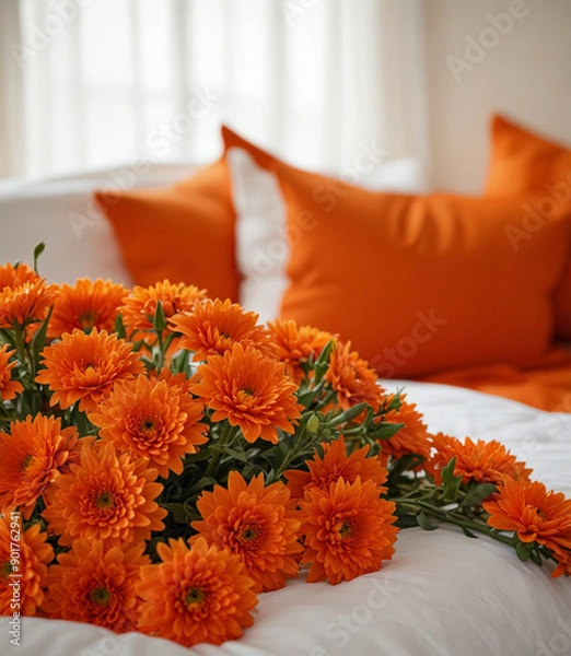 Obraz orange gerbera flower bed