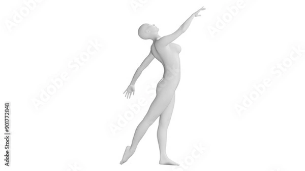 Fototapeta Female Mannequin in Reaching Up Pose Isolated on Transparent Background. Side View