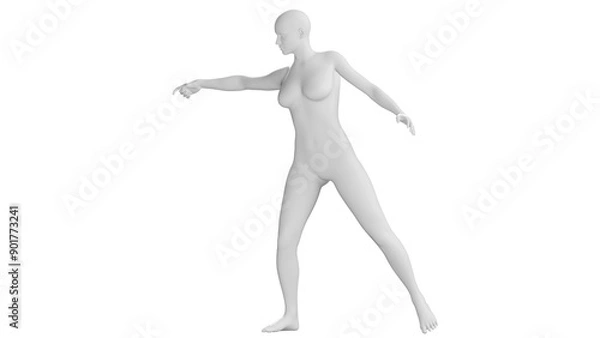 Fototapeta Female Mannequin in Reaching Out Pose Isolated on Transparent Background. Side View