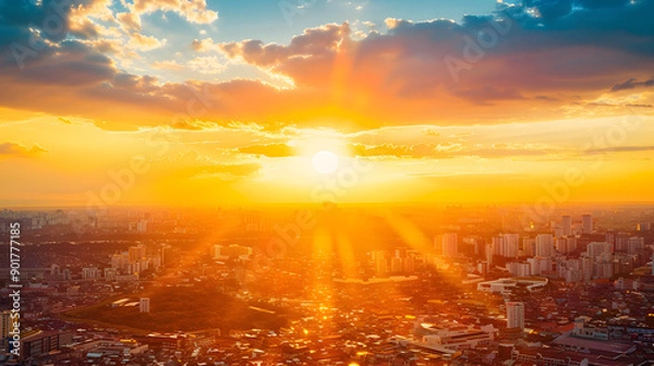 Fototapeta Cityscape Transition from Gilded Prosperity to Modest Neighborhood, Highlighting Wealth Distribution