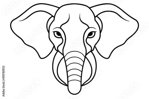 Fototapeta Elephant head line art illustration