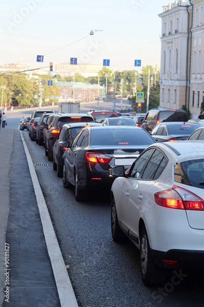 Fototapeta Cars stands in traffic jam