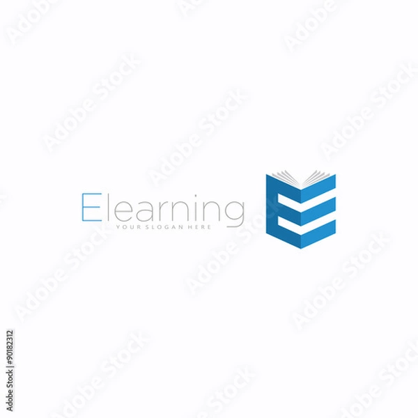 Fototapeta E learning simple elegant logo icon
