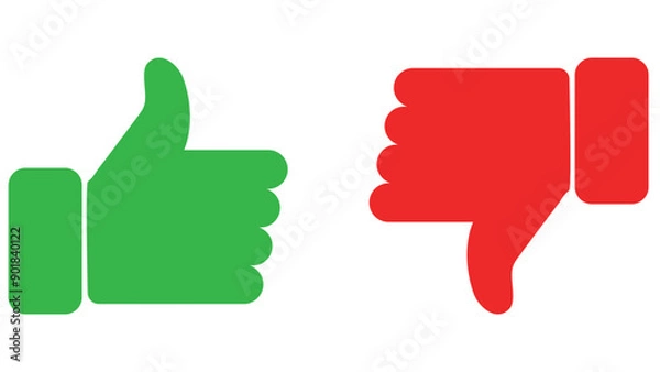 Obraz thumb up and down button green and red vector