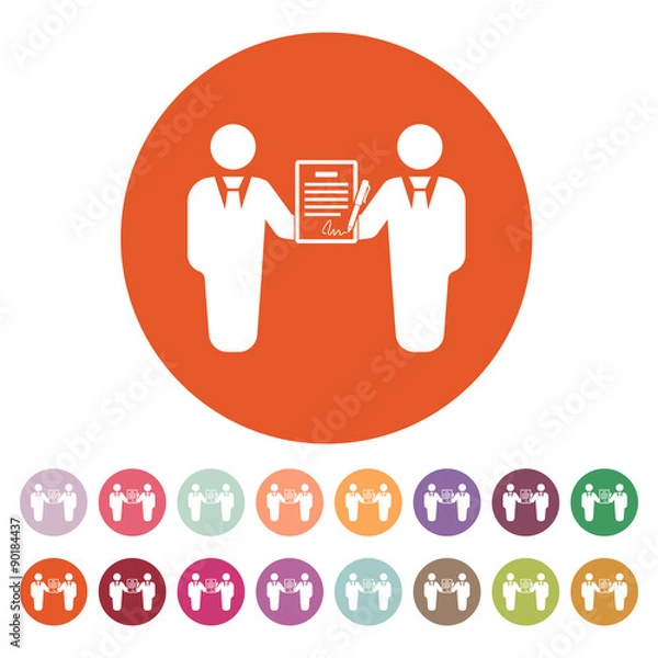Fototapeta The contract icon. Agreement and signature, pact, partnership, negotiation symbol. Flat