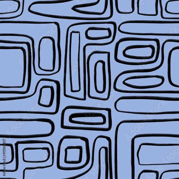 Fototapeta Abstract Organic Shapes Seamless Pattern. Pastel boho background in minimalist mid century style. Perfect seamless print for home decor.