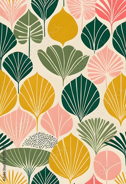 Obraz Tropical Foliage Pattern in Pastel Colors