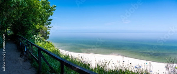Fototapeta path on cliff with view on Baltic sea in Jastrzebia Gora in Poland