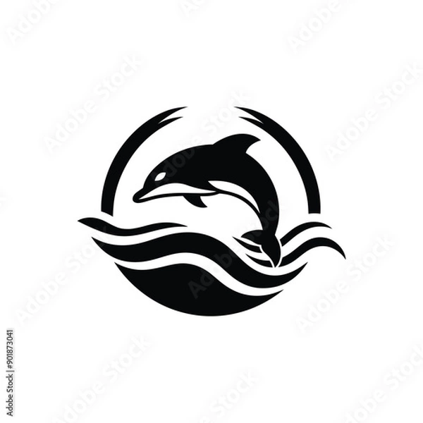 Fototapeta Graceful Glides Dolphin Vector Silhouette