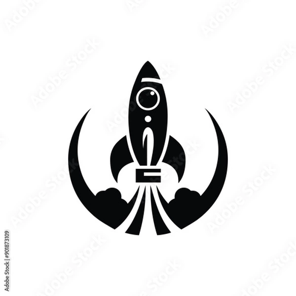 Fototapeta Blast Off Rocket Vector Silhouette