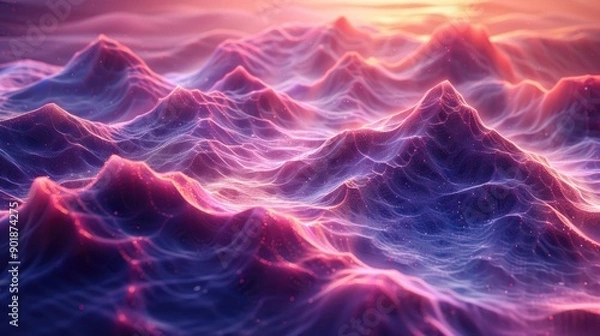 Obraz 3D Soundwave Landscape with Vibrant Colors and Modern Abstract Design