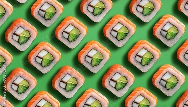 Obraz Realistic sushi seamless pattern 