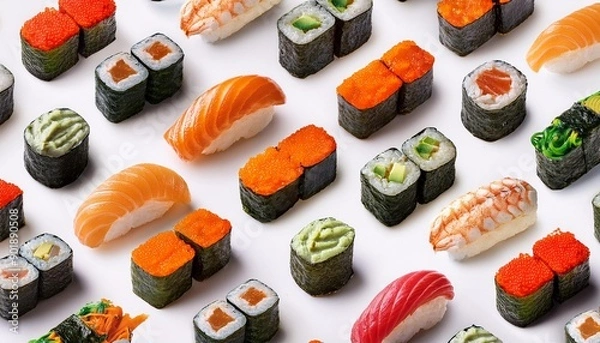 Obraz Realistic sushi seamless pattern 
