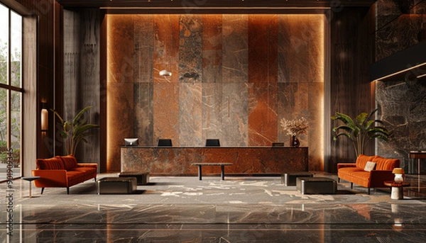 Obraz Modern luxury hotel lobby with artistic elements