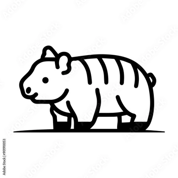 Fototapeta Tapir icon or modern line symbol. Vector line art and icon design with bold outline. Black and white Pixel Perfect minimalistic symbol isolated white background. Silhouette simple thin sign