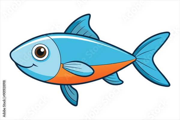 Obraz pesce stilizzato orizzontale con pinne separate art vector