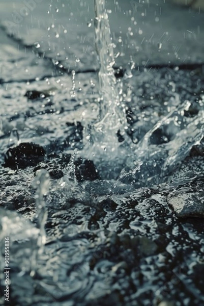 Obraz Water Pouring From Fire Hydrant