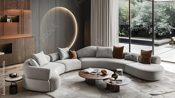 Obraz Modern sofa with a curved, ergonomic design 