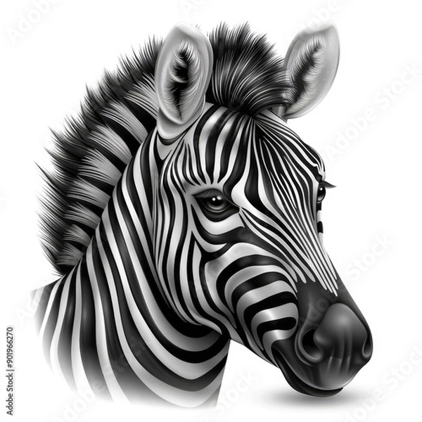 Fototapeta Zebra Head Vector Icon Illustration, Template Isolated On A White Background