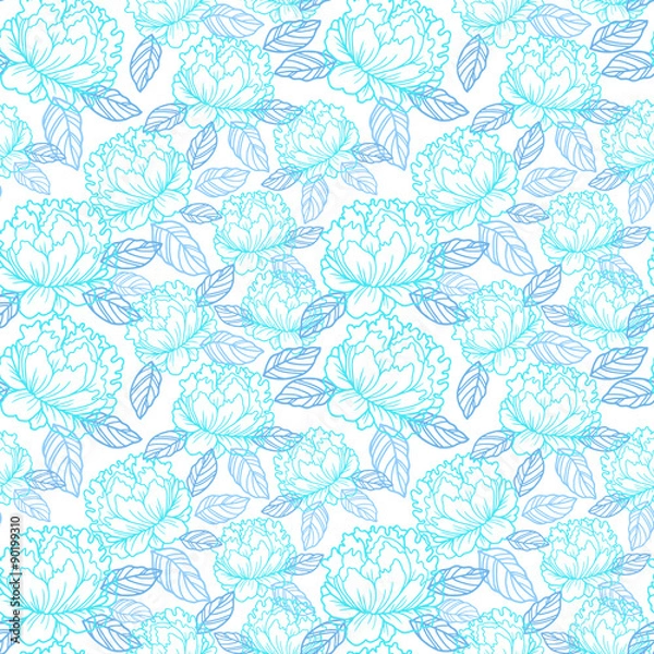 Obraz vector seamless pattern with beautiful flower peones and roses 