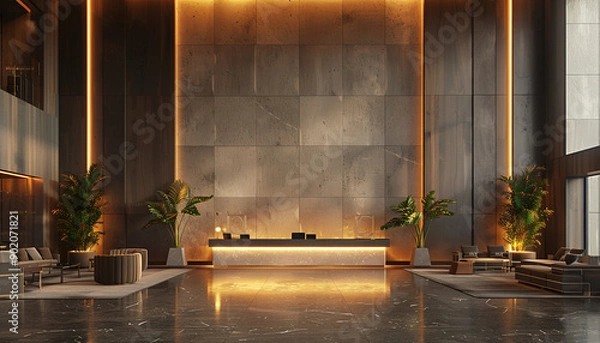 Obraz Sleek hotel lobby with spacious layout 