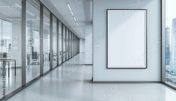 Obraz Sleek hotel loby with open layout with empty frame