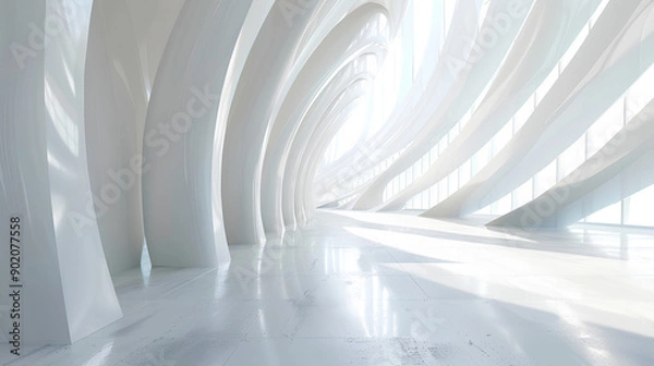 Fototapeta Abstract White Futuristic Background 