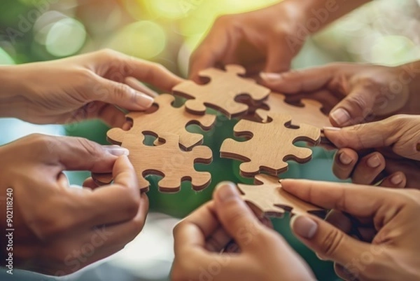 Fototapeta Business Team Solving Puzzle Together