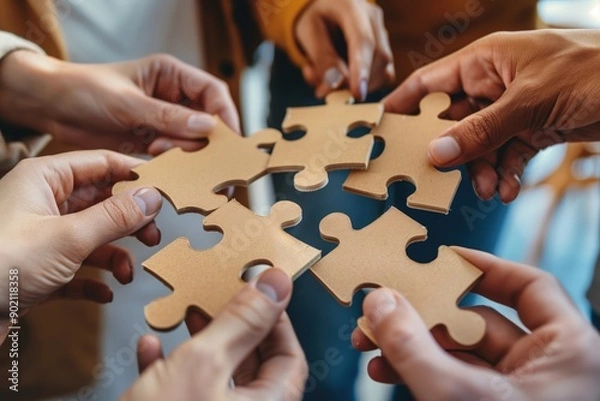 Fototapeta Business Team Assembling Puzzle Pieces