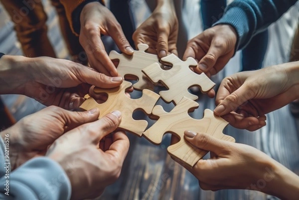 Fototapeta Collaborative Business Team Solving Puzzle