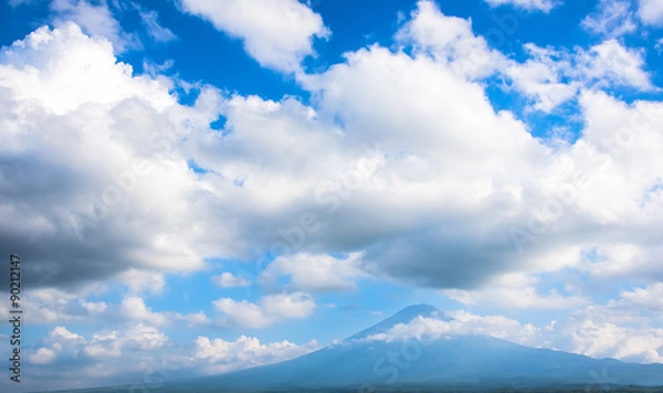 Fototapeta Sky full of clouds above with  Fuji mountain  beneath