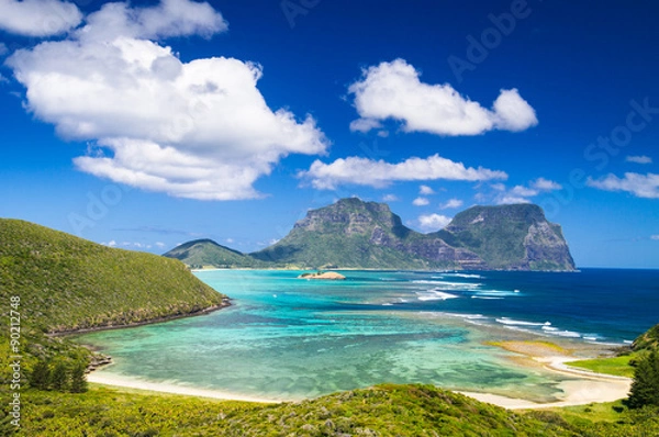 Fototapeta View over Lord Howe Island lagoon, Australia