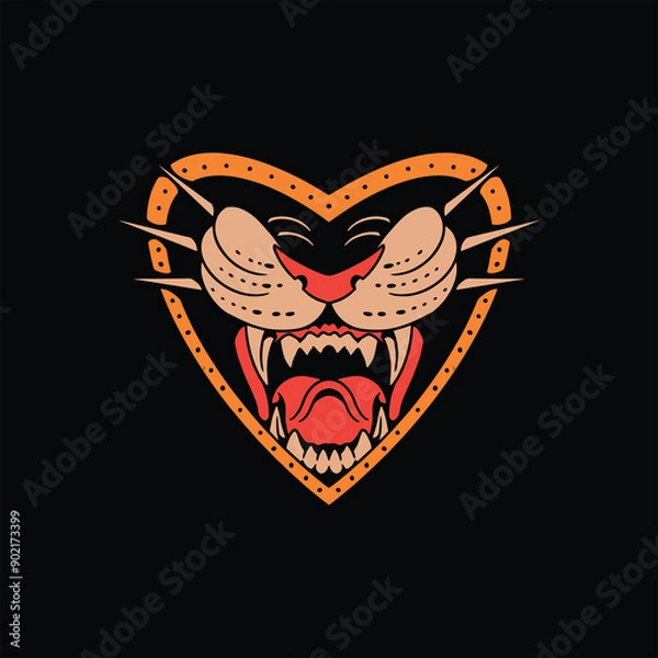 Obraz panther tattoo illustration vector design
