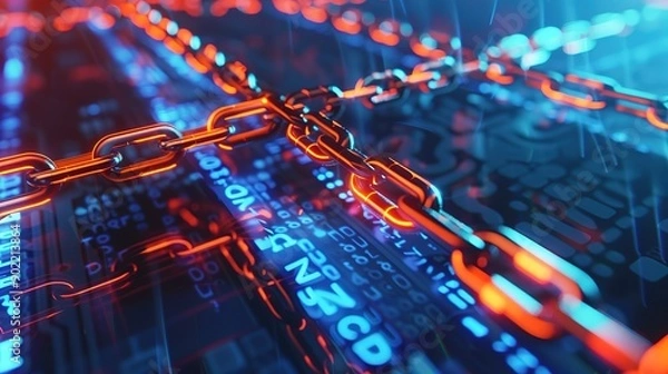 Obraz Attractive Blockchain on technology background banner