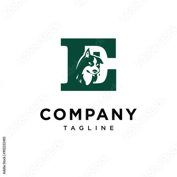 Obraz Letter E Husky Dog Logo Icon Vector