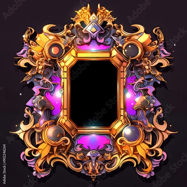 Obraz Baroque gold frame mecha robot illustration
