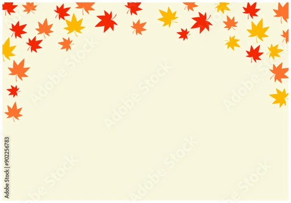 Fototapeta 紅葉が美しいもみじフレーム背景14黄色