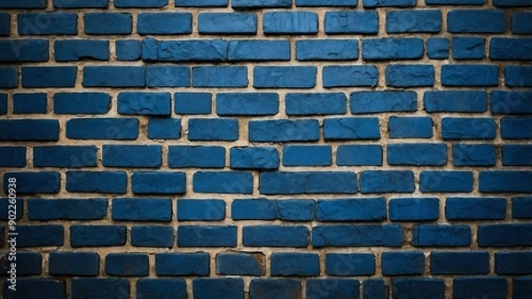 Fototapeta blue brick wall with grungy texture for background
