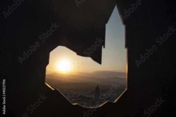 Obraz Vista de una iglesia desde ventana con forma de iglesia