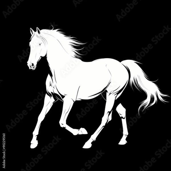 Fototapeta Horse Silhouette, flat style, can use for Logo Gram, Art Illustration, Emblem, Pictogram, Apps, Website or Graphic Design Element.