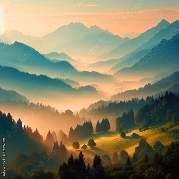 Obraz sunrise in the mountains