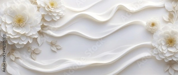 Obraz Digital illustration white background wavy pattern pattern made