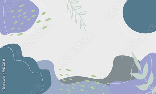 Obraz boho blue blackground with leave wallpaper pattern 