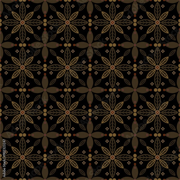 Fototapeta Vector Javanese ethnic batik pattern template with a beautiful and elegant natural color combination