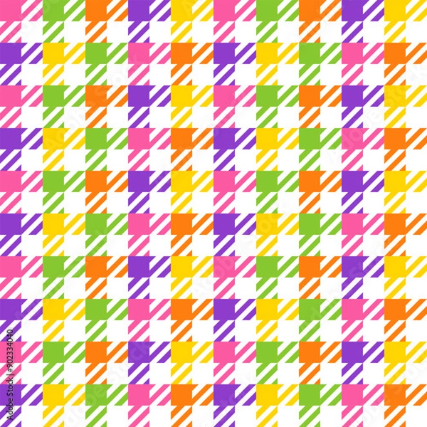 Fototapeta Multicolor seamless pattern houndstooth print. For design textiles, fabric, packaging. Vector stock illustration.