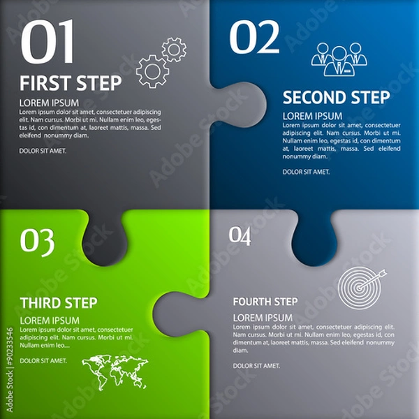 Fototapeta Puzzle infographic. Template with explanatory text field for