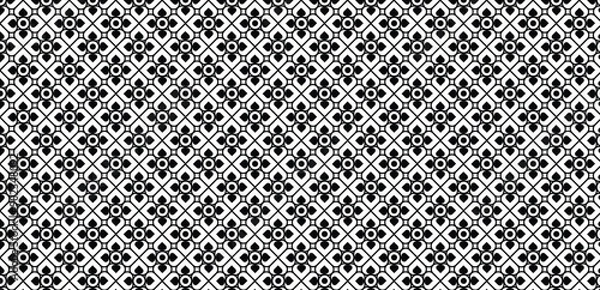 Fototapeta Geometric Thai style flower black and white vector seamless pattern for background and wallpaper eps.