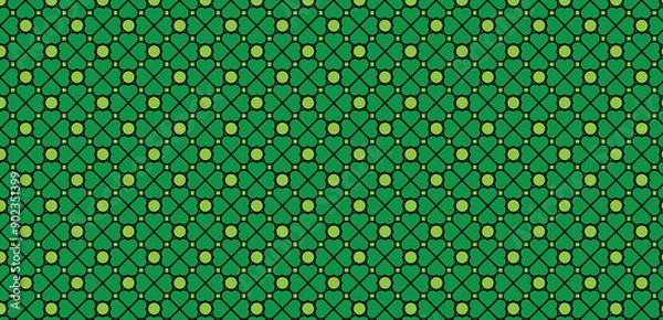Fototapeta Geometric clover leaf green color  vector seamless pattern for background and wallpaper jpg.