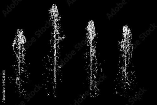 Obraz Closeup Fountain Water isolate on black color background. 3D Rendering.