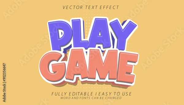Fototapeta 3d editable play game text effect graphic style template